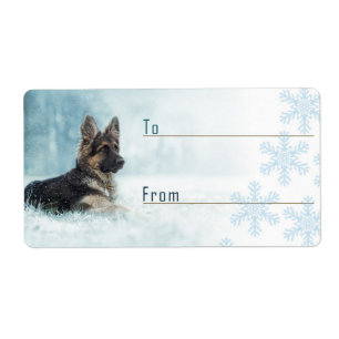 German shepherd christmas gift label.