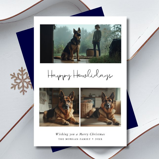 German Shepherd Christmas Happy Howlidays photo Holiday Card (Creator Uploaded)