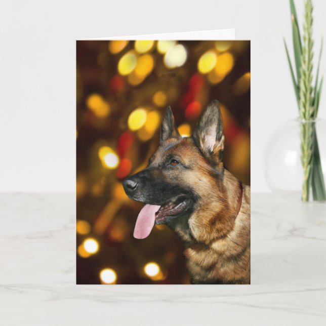 German Shepherd Christmas Holiday Card (Front)