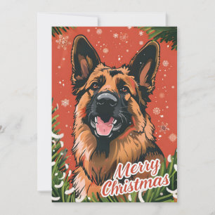 German Shepherd Christmas Holiday Card