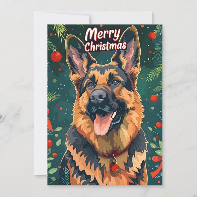 German Shepherd Christmas Holiday Card (Front)