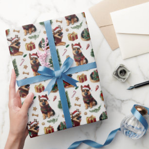 German Shepherd Christmas Holiday Pattern Wrapping Paper