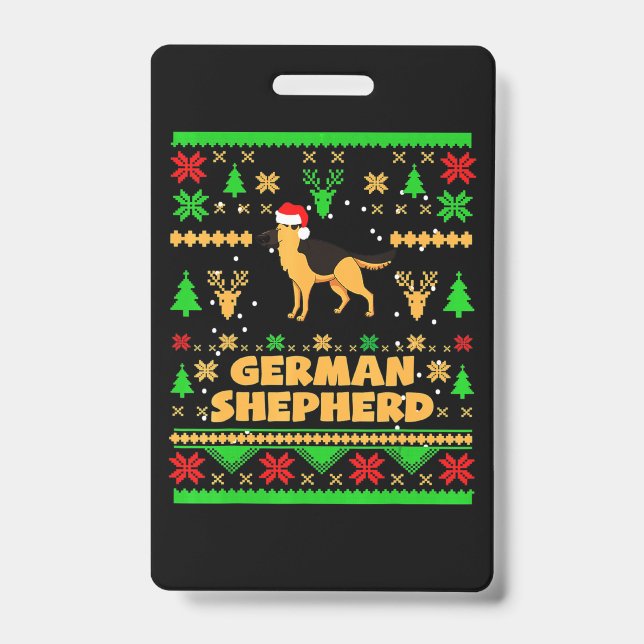 German Shepherd Christmas ID Badge (Front)