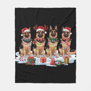 German Shepherd Christmas Lights - Adorable Design Fleece Blanket