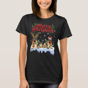German Shepherd Christmas Lights Tree Matching Dog T-Shirt