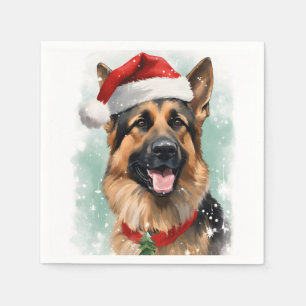 German Shepherd Christmas Napkin
