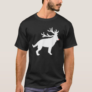German Shepherd Christmas Nosed Reindeer  T-Shirt