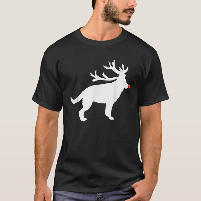 German Shepherd Christmas Nosed Reindeer  T-Shirt (Front)