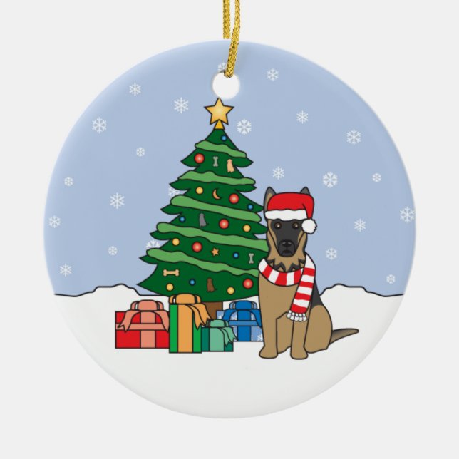 German Shepherd Christmas Ornament (Front)