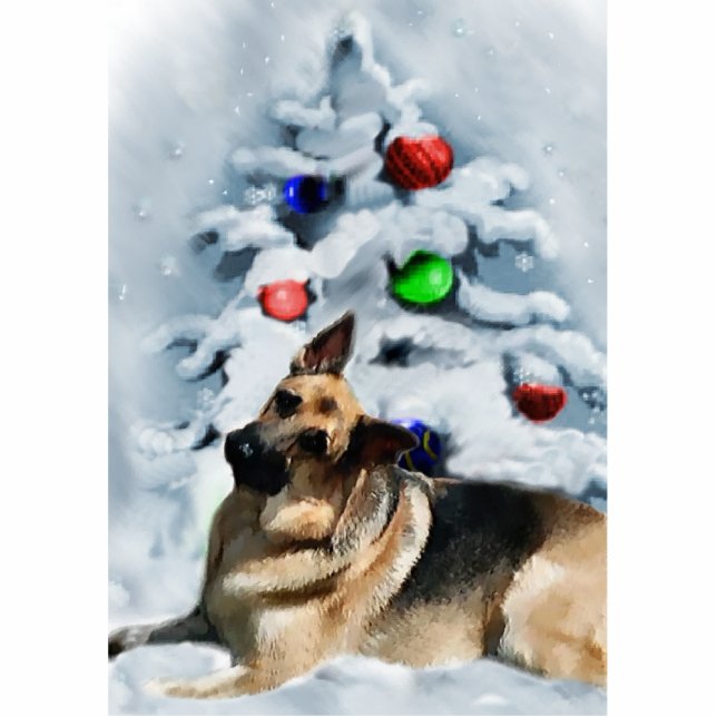 German Shepherd Christmas Ornament Photo Sculpture Decoration (Front)