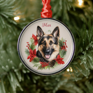 German Shepherd Christmas Pet Memorial Dog Breed Metal Tree Decoration