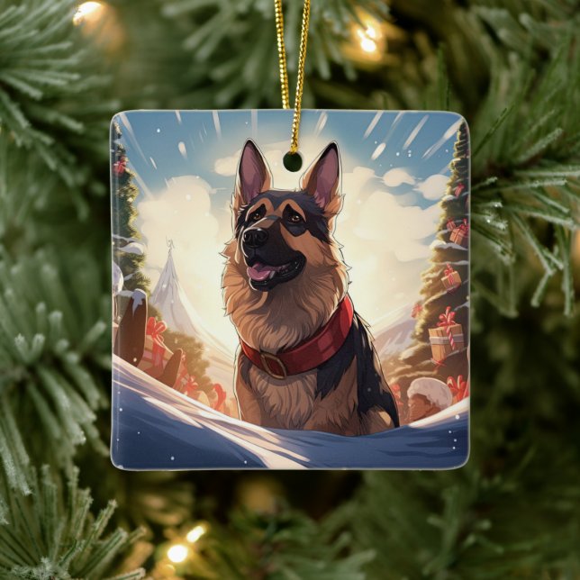 German Shepherd Christmas Pet Ornament, Dog Lover  Ceramic Ornament (Tree)