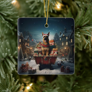 German Shepherd Christmas Pet Ornament, Dog Lover  Ceramic Ornament