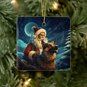 German Shepherd Christmas Pet Ornament, Dog Lover Ceramic Ornament