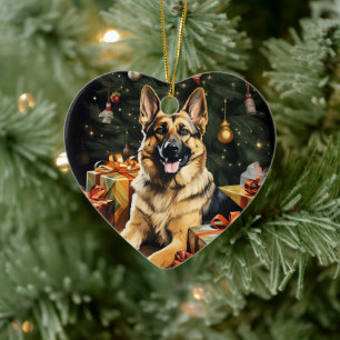 German Shepherd Christmas Pet Ornament, Dog Lover Ceramic Tree Decoration