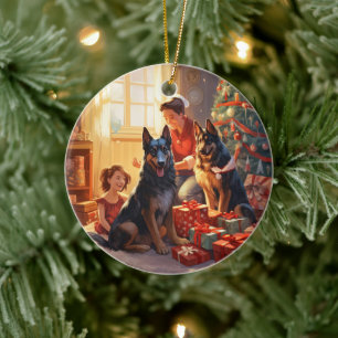 German Shepherd Christmas Pet Ornament, Dog Lover Ceramic Tree Decoration