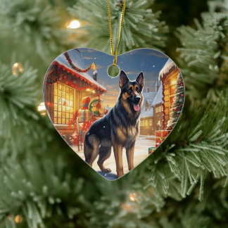 German Shepherd Christmas Pet Ornament, Dog Lover Ceramic Tree Decoration