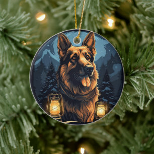 German Shepherd Christmas Pet Ornament, Dog Lover  Ceramic Tree Decoration