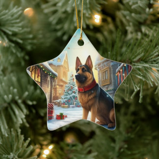 German Shepherd Christmas Pet Ornament, Dog Lover Ceramic Tree Decoration