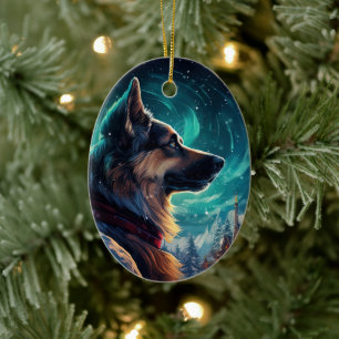 German Shepherd Christmas Pet Ornament, Dog Lover Ceramic Tree Decoration