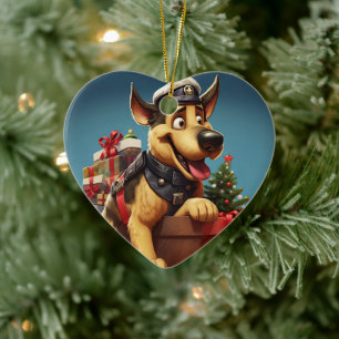German Shepherd Christmas Pet Ornament, Dog Lover Ceramic Tree Decoration
