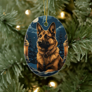 German Shepherd Christmas Pet Ornament, Dog Lover Ceramic Tree Decoration
