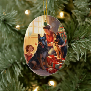 German Shepherd Christmas Pet Ornament, Dog Lover Ceramic Tree Decoration