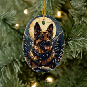 German Shepherd Christmas Pet Ornament, Dog Lover Ceramic Tree Decoration