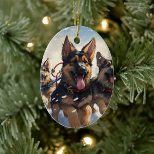 German Shepherd Christmas Pet Ornament, Dog Lover Ceramic Tree Decoration