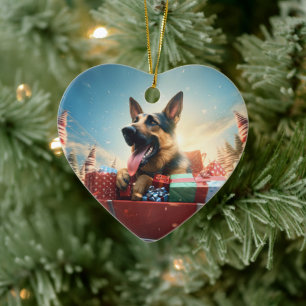 German Shepherd Christmas Pet Ornament, Dog Lover Ceramic Tree Decoration