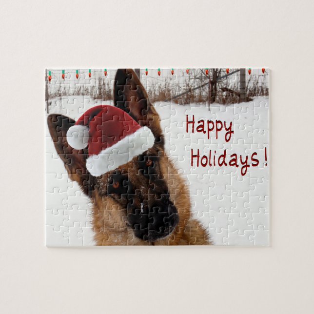 German Shepherd Christmas Photo Jigsaw Puzzle (Horizontal)