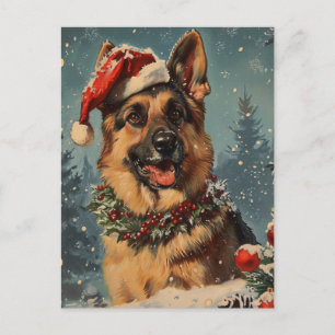 German shepherd christmas postcard