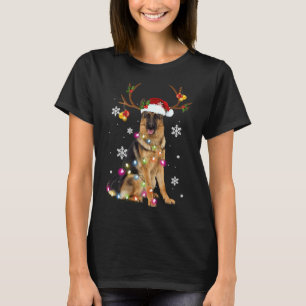 German Shepherd Christmas Reindeer Christmas Light T-Shirt