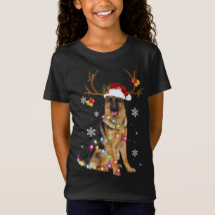 German Shepherd Christmas Reindeer Christmas Light T-Shirt