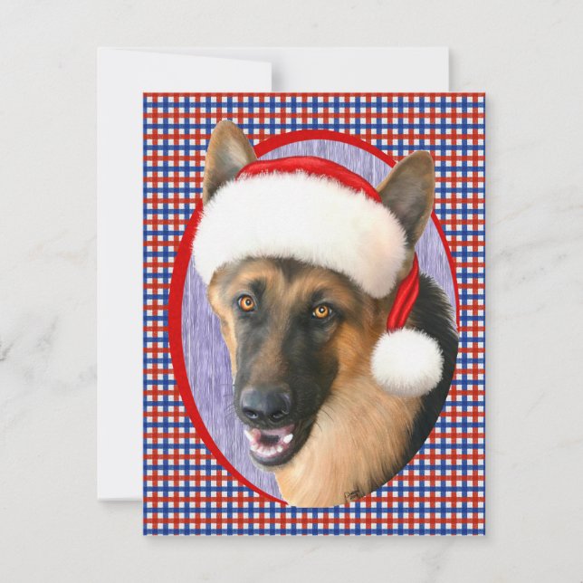 German Shepherd Christmas Santa Hat Invitation (Front)