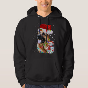 German Shepherd Christmas Santa Hat Xmas Lights Do Hoodie