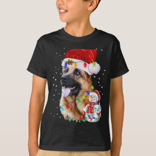 German Shepherd Christmas Santa Hat Xmas Lights Do T-Shirt