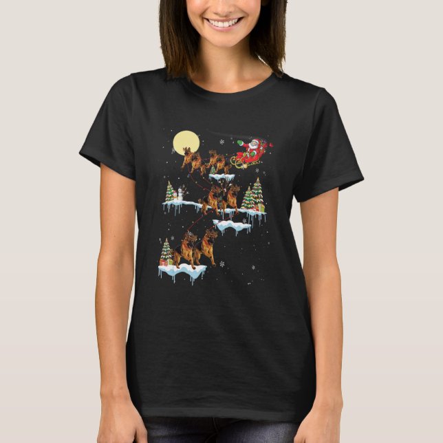 German Shepherd Christmas Santa Sleigh  Dog T-Shirt (Front)