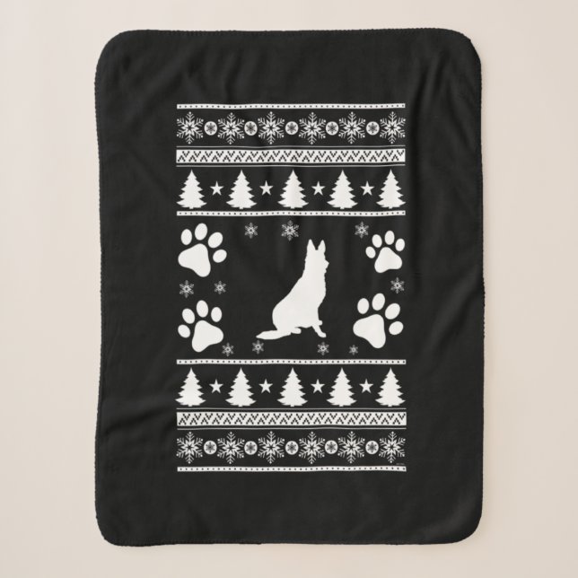 German Shepherd Christmas Sherpa Blanket (Front)