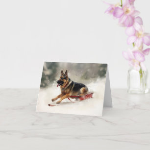 German Shepherd Christmas snow winter  Card