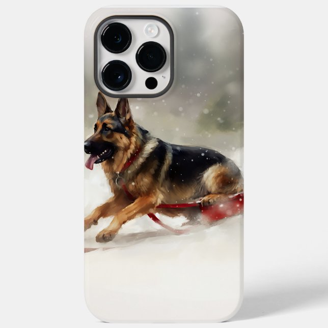 German Shepherd Christmas snow winter  Case-Mate iPhone Case (Back)
