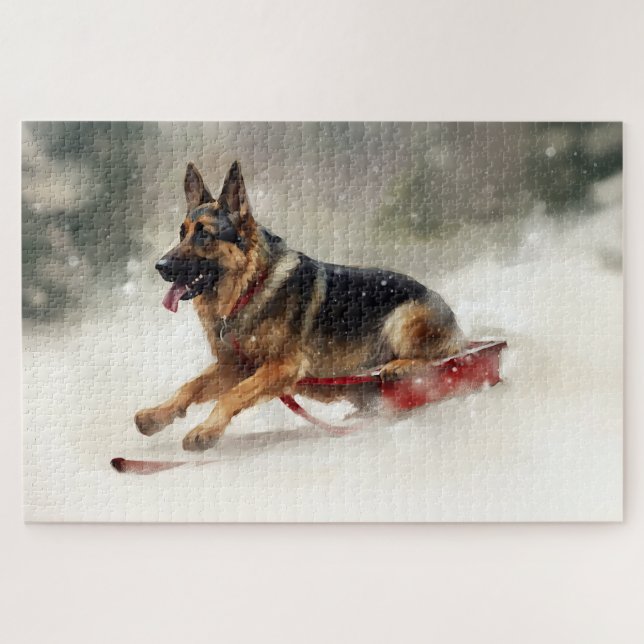 German Shepherd Christmas snow winter  Jigsaw Puzzle (Horizontal)