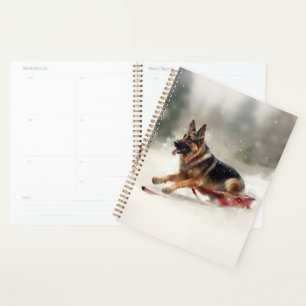 German Shepherd Christmas snow winter  Planner