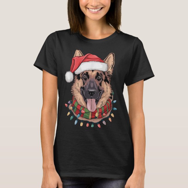 German Shepherd Christmas  T-Shirt (Front)