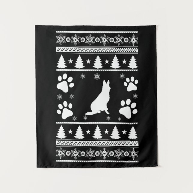 German Shepherd Christmas Tapestry (Front)