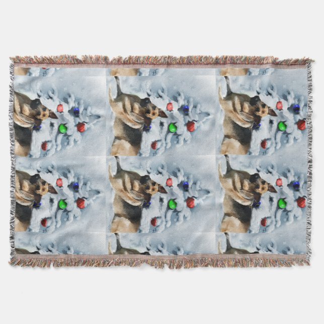 German Shepherd Christmas Throw Blanket (Front)