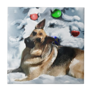 German Shepherd Christmas Tile