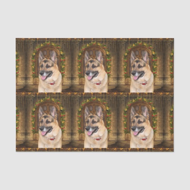 German Shepherd Christmas Tissue Paper (Front)