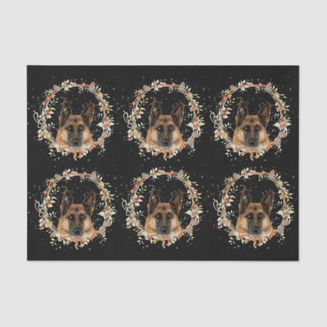 German Shepherd Christmas Tissue Paper (Front)