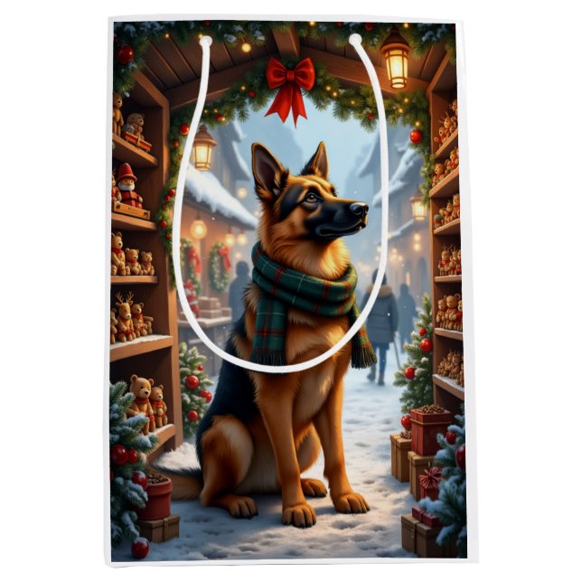German Shepherd Christmas Toy Maker Art Medium Gift Bag (Front)